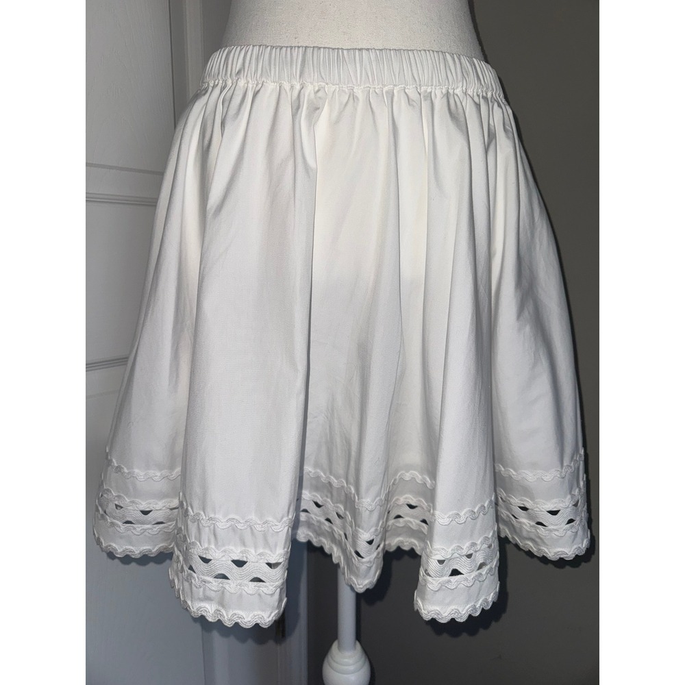 J.Crew Eyelet Hem Mini Skirt Women Medium White NWT Cotton Flared Cottagecore